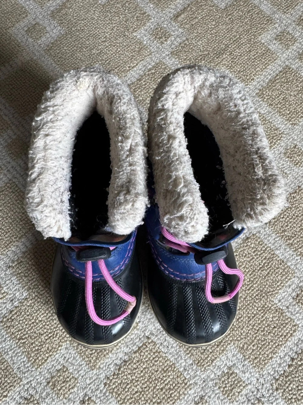 Sorel Yoot Pac Nylon Waterproof Insulated Snow Boots Blue Pink Girls Size 10